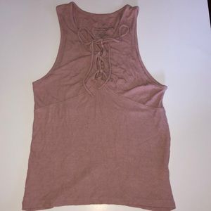 American Eagle Pink Ribbed Tank Top